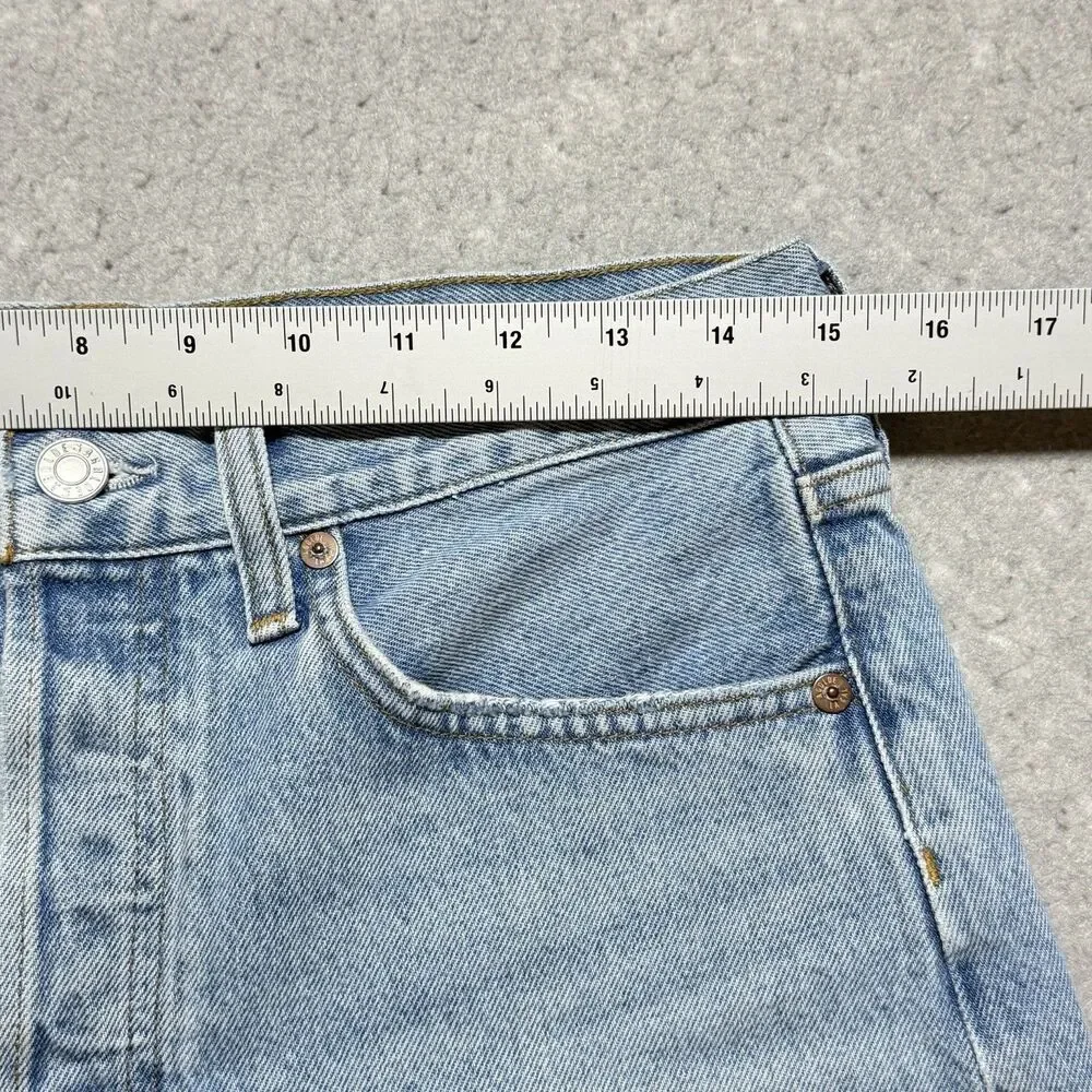 AGOLDE Parker Long High Rise Distressed Cut Off Denim Shorts Blue Women’s 27